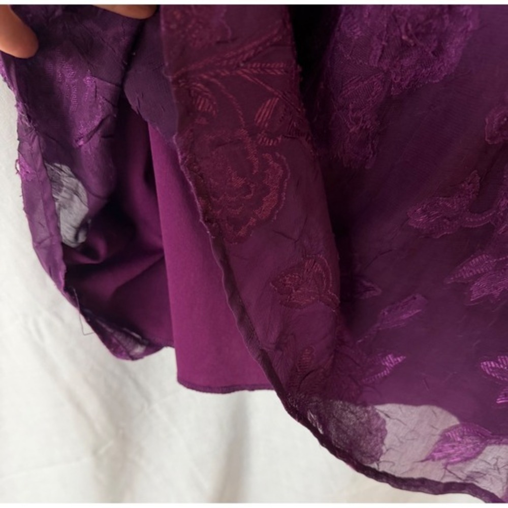 Maurices Y2K Tank Top Purple Floral Burnout Cottagecore Sheer Ruffle Size 20 - Picture 5 of 8